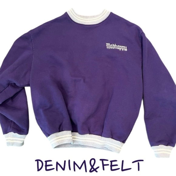 MADHAPPY Alumni Purple Knit Fleece Disney Font Logo Crewneck/Pullover | NEW/NWOT - Picture 8 of 10